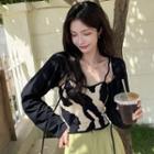 Cow Print Camisole Top / Long-sleeve Cropped Cardigan