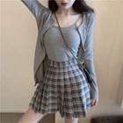 Camisole Top / Jacket / Plaid A-line Skirt / Set