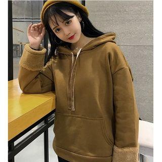 Faux-fur Panel Hoodie