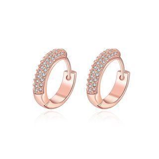Simple Flashing Plated Rose Gold Round Cubic Zircon Earrings Rose Gold - One Size