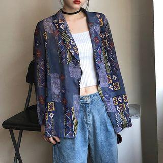 Long-sleeve Pattern Printed Chiffon Shirt