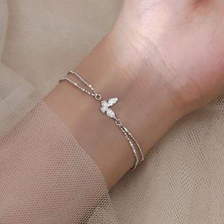 Butterly Layered Bracelet Silver - One Size