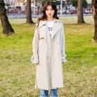 Detachable-hood Long Trench Coat With Sash