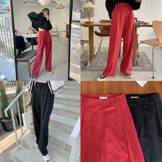 Pintuck Fleece Wide Dress Pants