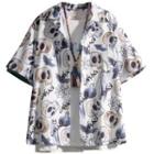 Short-sleeve Skull Print Loose-fit Shirt