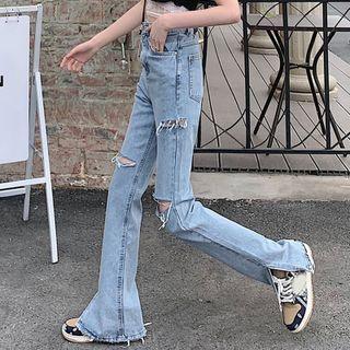 High Waist Cutout Bootcut Jeans
