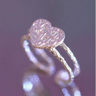 Heart Layered Sterling Silver Open Ring / Gift Box / Set