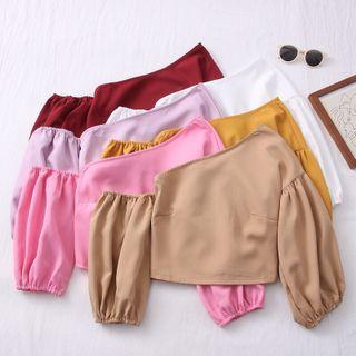 Elbow-sleeve Asymmetric Blouse