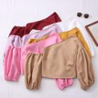 Elbow-sleeve Asymmetric Blouse