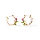 Simple And Elegant Plated Gold Enamel Flower Circle Earrings Golden - One Size