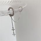 Star Rhinestone Chained Cuff Earring Set - Silver - One Size