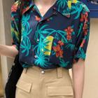 Short-sleeve Floral Print Shirt As Shown In Figure - One Size