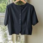 Round-neck Button-up Jacket
