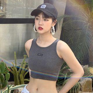 Sleeveless Applique Crop Top