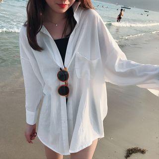 Plain Pocketed Linen Shirt