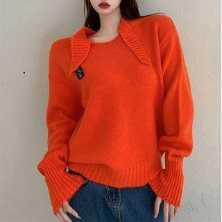 Details Tie-collar Knit Sweater