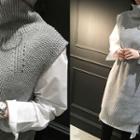 Turtle-neck Sleeveless Midi Rib-knit Dress