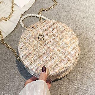 Round Tweed Crossbody Bag