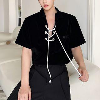 Short Sleeve Lace Up T-shirt