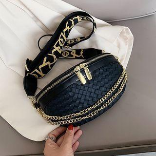 Wide Strap Woven Sling Bag