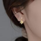 Leaf Sterling Silver Earring 1 Pair - S925 Silver - Gold - One Size