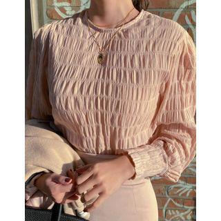 Wide-cuff Crinkled Blouse