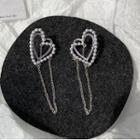 Heart Faux Pearl Chained Alloy Earring Purple Love Heart Earrings - White - One Size