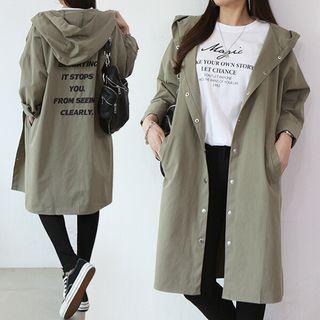 Hooded Letter Snap-button Coat