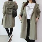 Hooded Letter Snap-button Coat