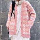Argyle Checked Cardigan