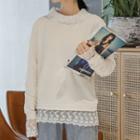 Lace Panel Pullover Off-white - One Size