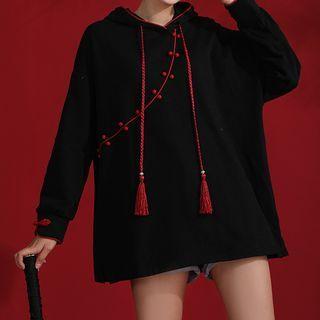 Tassel Frog-button Hoodie