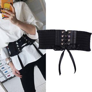 Faux Leather Lace Up Corset Belt