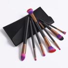 Set Of 7: Makeup Brush With Bag Set Of 7 - Gg032001 - With Bag - Makeup Brush - Black - One Size