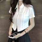 Short-sleeve Zip-up Polo Top