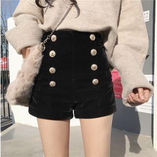 Velvet High-waist Slim-fit Shorts