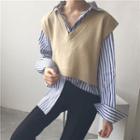 Striped Shirt/ Knit Vest