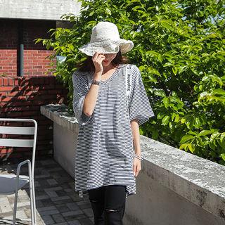 V-neck Stripe Long T-shirt