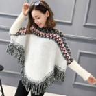 Fringed Cape Knit Top