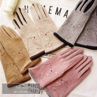 Bear Print Touchscreen Gloves