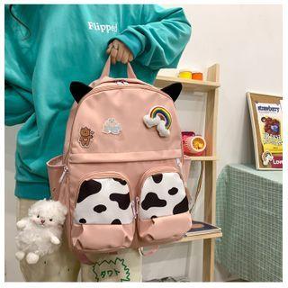 Cow Print Panel Multi-section Backpack