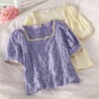 Lace Square-neck Short-sleeve Top