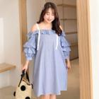 Off-shoulder 3/4-sleeve Shift Dress
