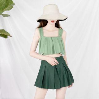 Set: Two-tone Tankini Top + Swim Skirt