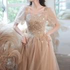Short-sleeve Sequined A-line Gown (various Designs)