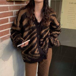 Jacquard Cardigan Black & Brown - One Size