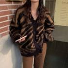 Jacquard Cardigan Black & Brown - One Size
