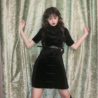 Short-sleeve Mini Qipao Dress / Belt