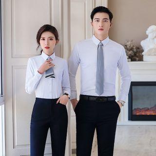 Mandarin Collar Tie-neck Shirt