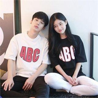 Couple Abc Print Boxy-fit T-shirt